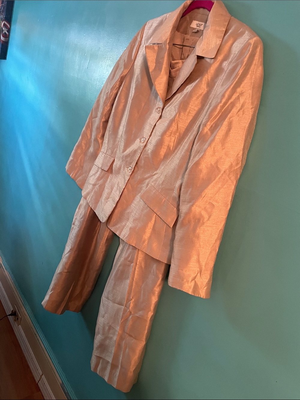 Le Suit Metallic Gold Pantsuit